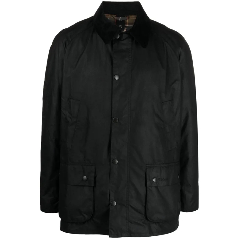 Barbour Parka Black Waxed Cotton Jacket With Velvet Collar Black