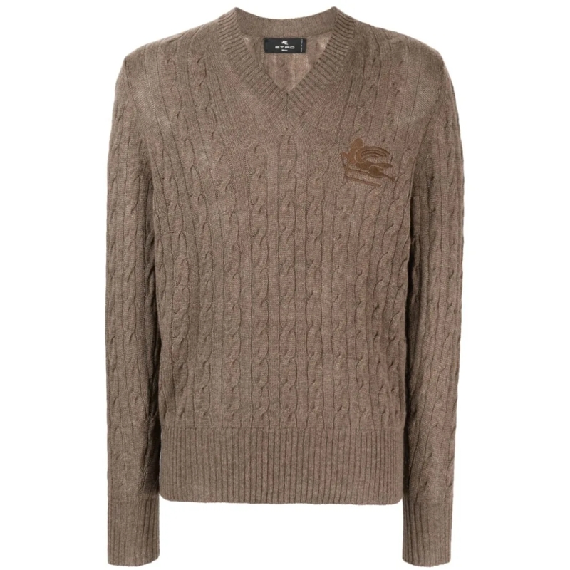 Etro Pullover Signature Pegaso Motif Cashmere Jumper Pink