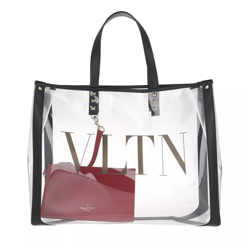 Valentino Garavani Small Printed Shopping Bag Transparent Black Tote