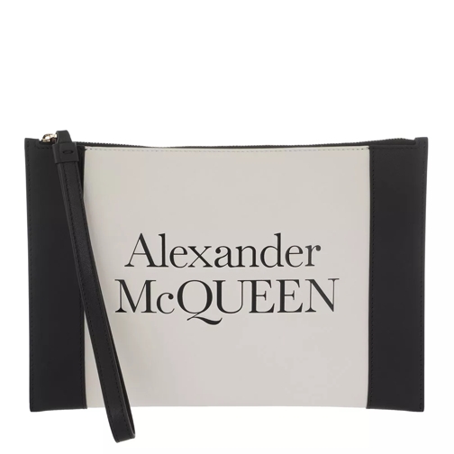 Alexander McQueen Logo Clutch Bag Deep Ivory Black Clutch