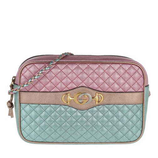 Gucci Small Shoulder Bag Laminated Leather Pink/Blue Camera Bag