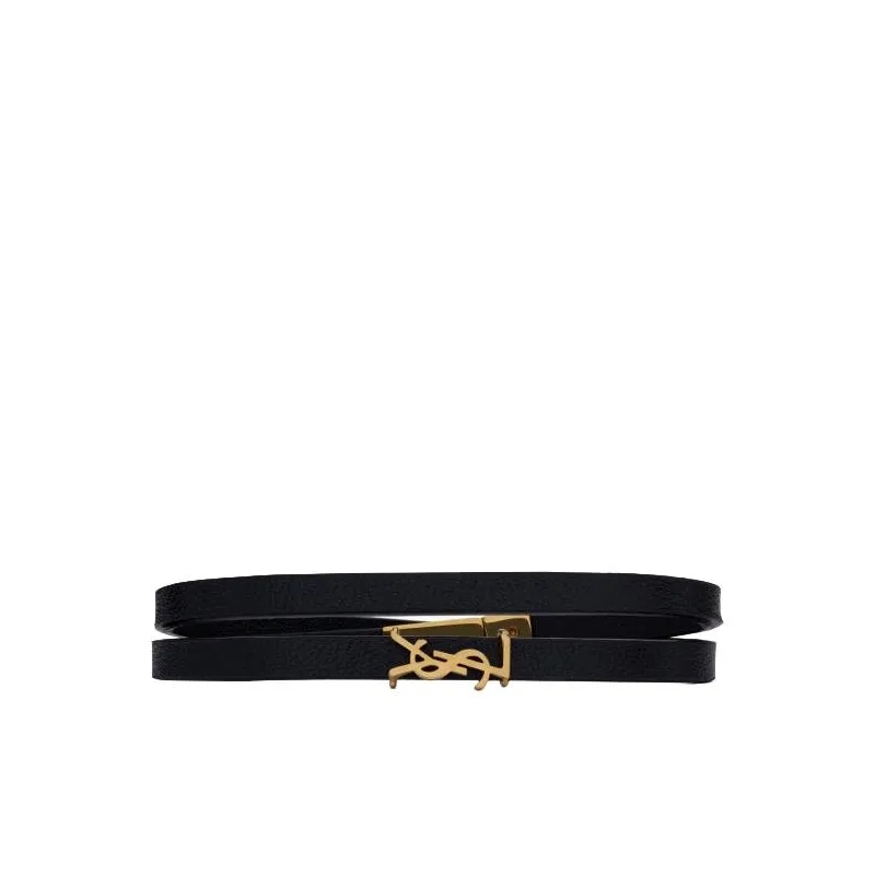 Saint Laurent Bracelet Armband aus Leder schwarz