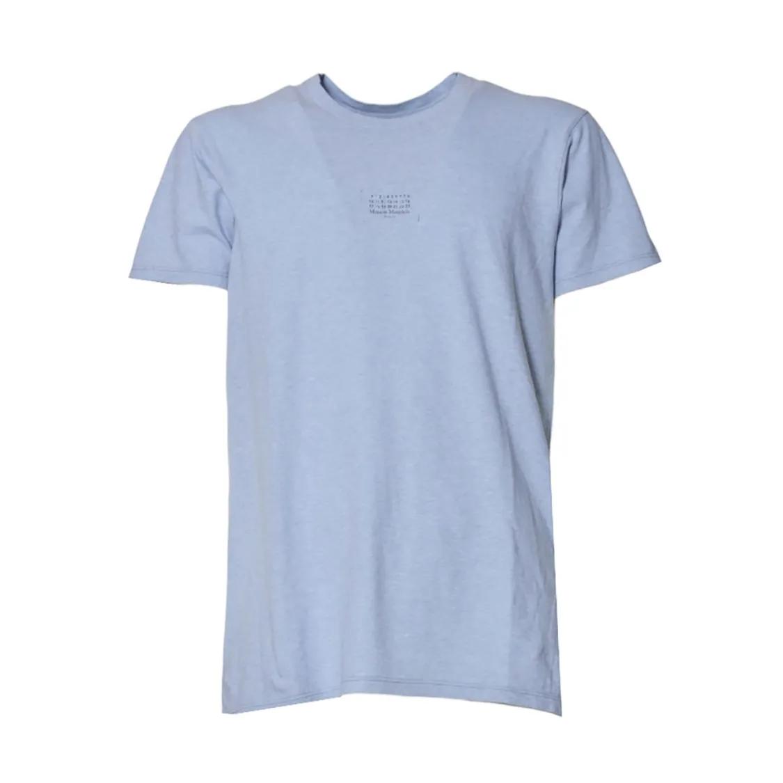 Thumbnail - Maison Margiela - Light Blue Cotton T-Shirt With Logo Print - Größe XS - blau