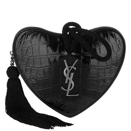 Saint Laurent Heart Croc Pochette Black Pochette-väska