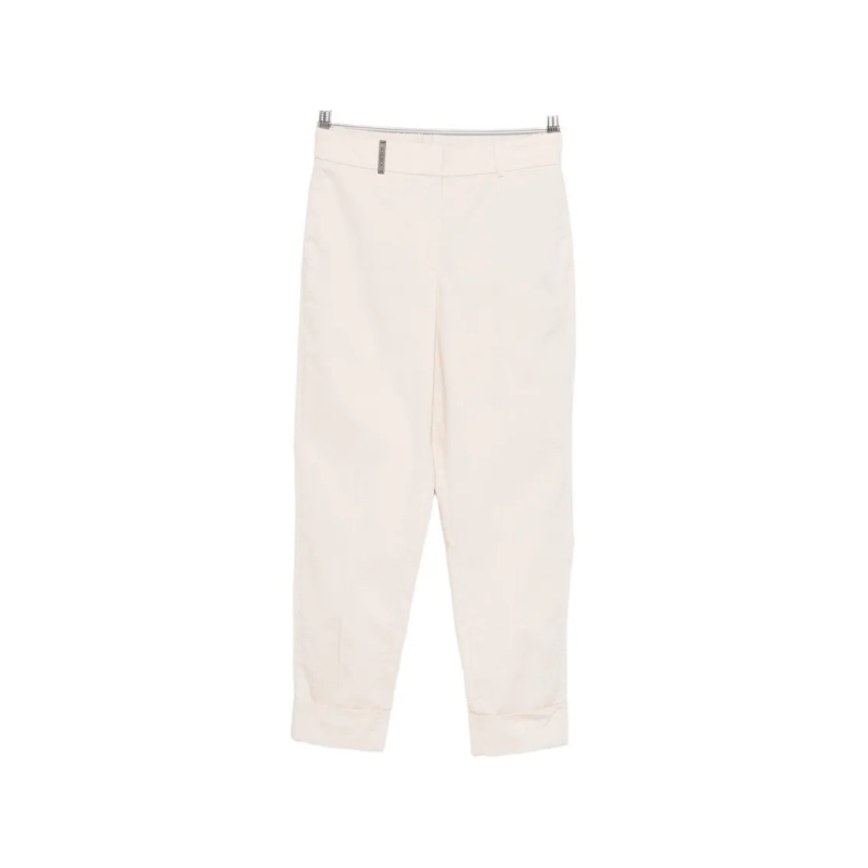 Peserico  Cropped Beige Trousers With Cuffed Hems And Elegan Neutrals