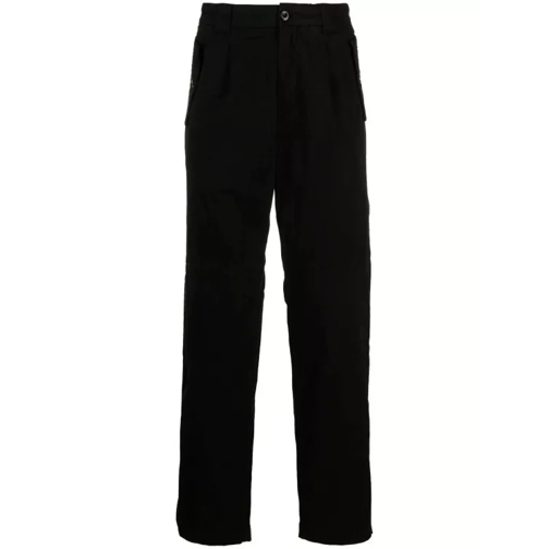 CP Company Logo-Patch Pleated Cargo Trousers Black 