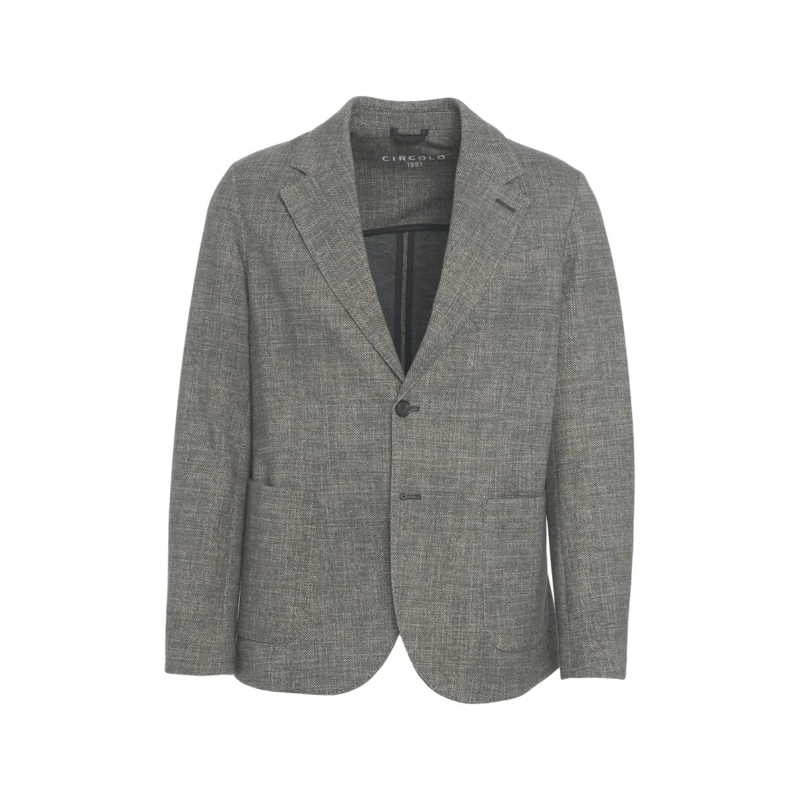 CIRCOLO 1901 Blazer Textured Single-Breasted Blazer With Patch Pockets Grey