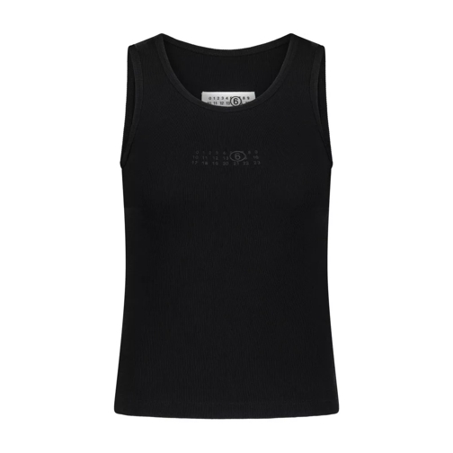 Maison Margiela Geripptes Top mit Logo Schwarz 