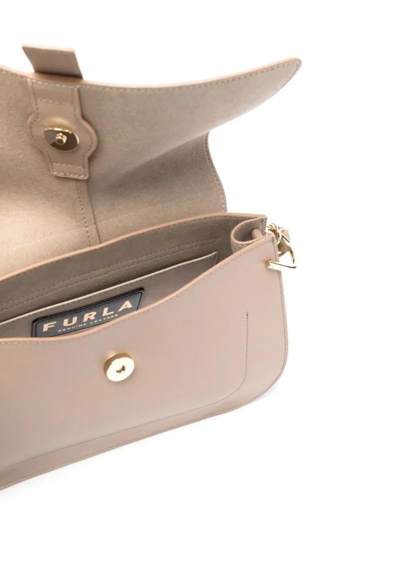 Furla Hobo bags Structured Flap Shoulder Bag in beige