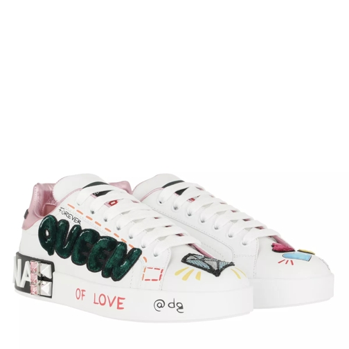 Dolce&Gabbana Portofino Patched Sneakers Leather White Low-Top Sneaker