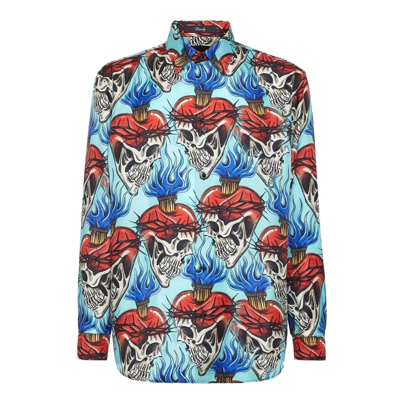 Philipp Plein Hemd Hemd Tattoo türkis