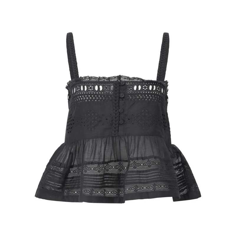 Isabel Marant Top Crop-Top mit Stickerei Schwarz
