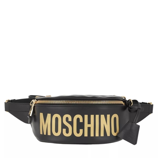 Moschino Logo Belt Bag Leather Black Fantasy Print Crossbody Bag
