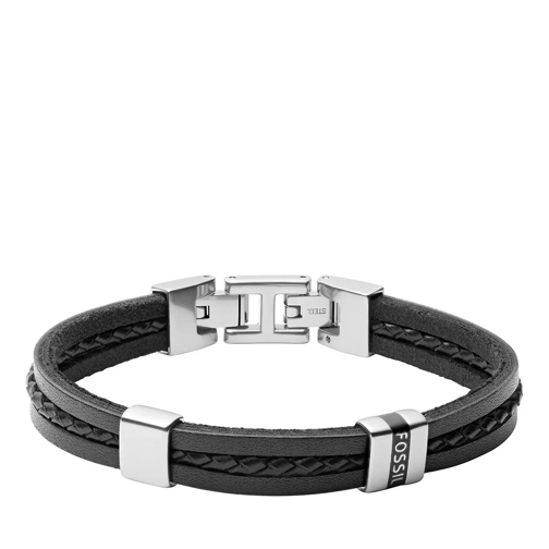 Fossil Leather Essentials Leather Multi-Strand Bracelet Black Braccialetti