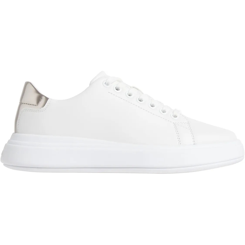 Calvin Klein Lage-top sneaker White Leather Shoes With Metallic Accents White