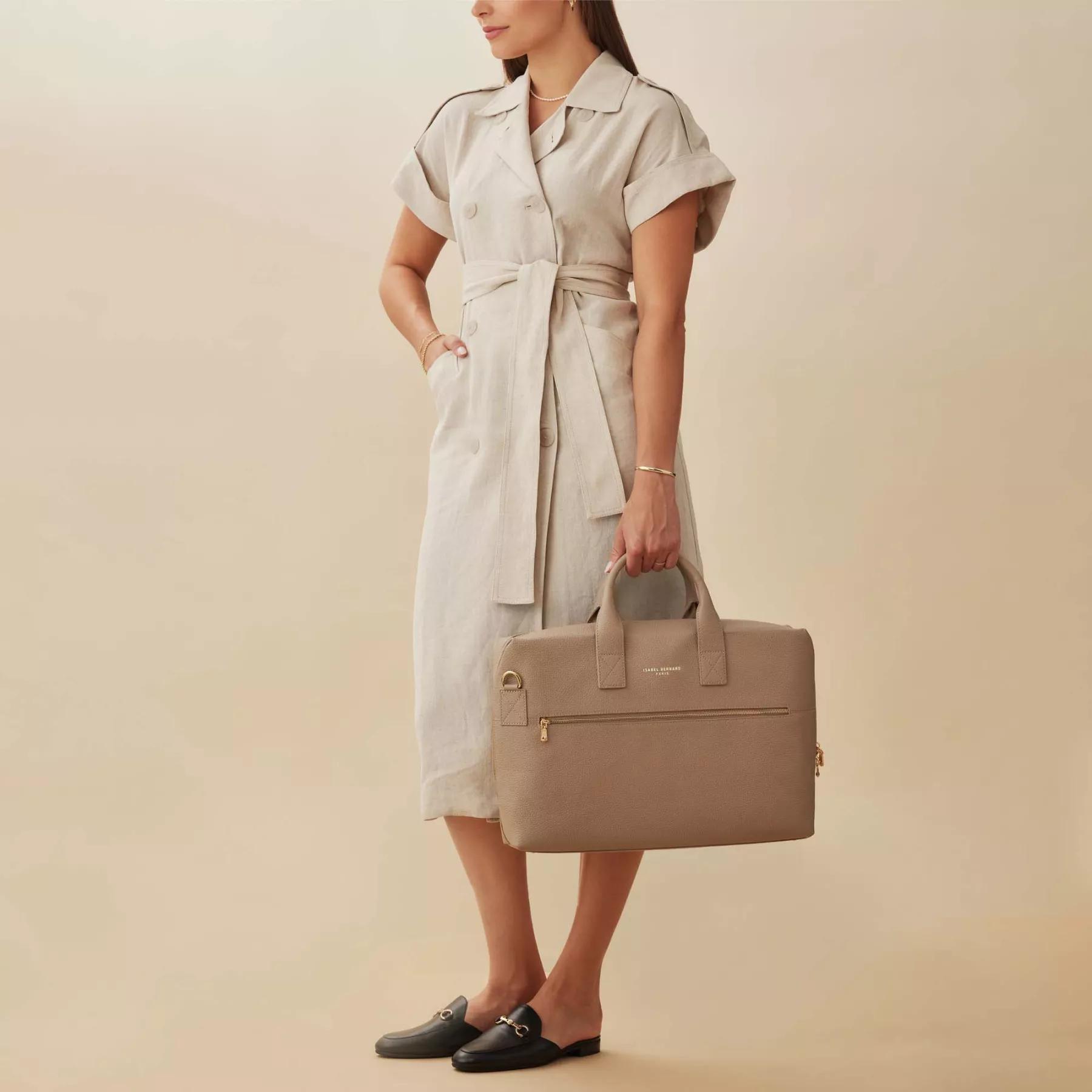 Isabel Bernard Aktetas Honoré Anique taupe calfskin leather handbag with in taupe