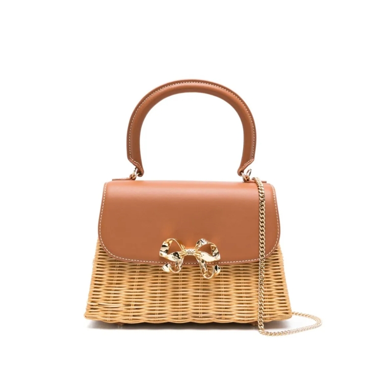 ショルダーバッグ・ポシェット Self-Portrait Brown Foldover Top Bag With Chain-Link Strap Self Portrait Brown Foldover Top Bag With Chain-Link Strap