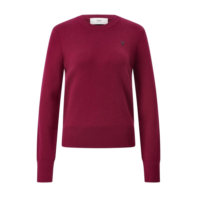 AMI Paris Pullover Pullover aus Merinowolle Dunkelrot