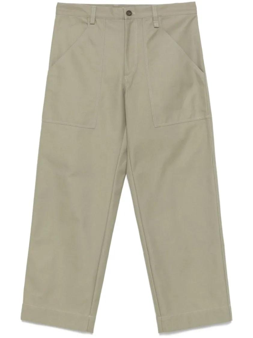 Thumbnail - Maison Kitsune - Light Olive Green Cotton Workwear Trousers - Größe 42 - grün