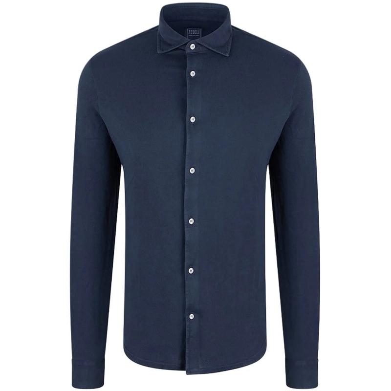 Fedeli Legeres Oberteil Piquet Overhemd blau