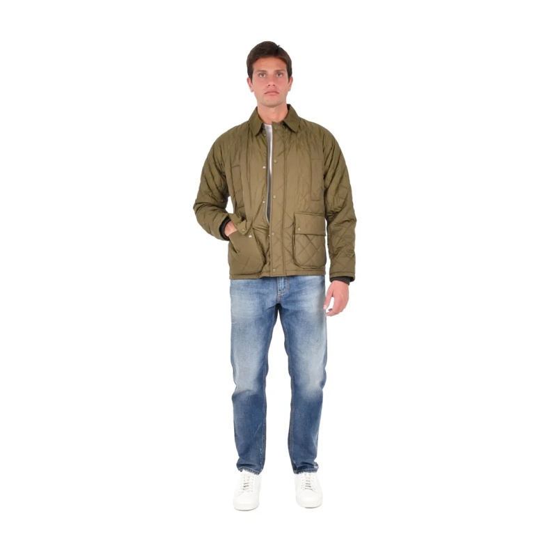 Herno  Military Green Quilted Jacket With Structured Coll Green