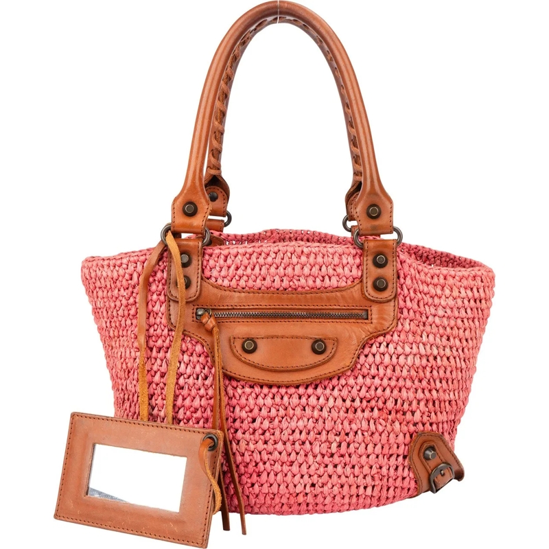 Balenciaga Schultertasche Balenciaga Raffia Panier City Handbag rose