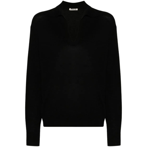 AURALEE Topjes met lange mouwen Cashmere Polo Shirt Black