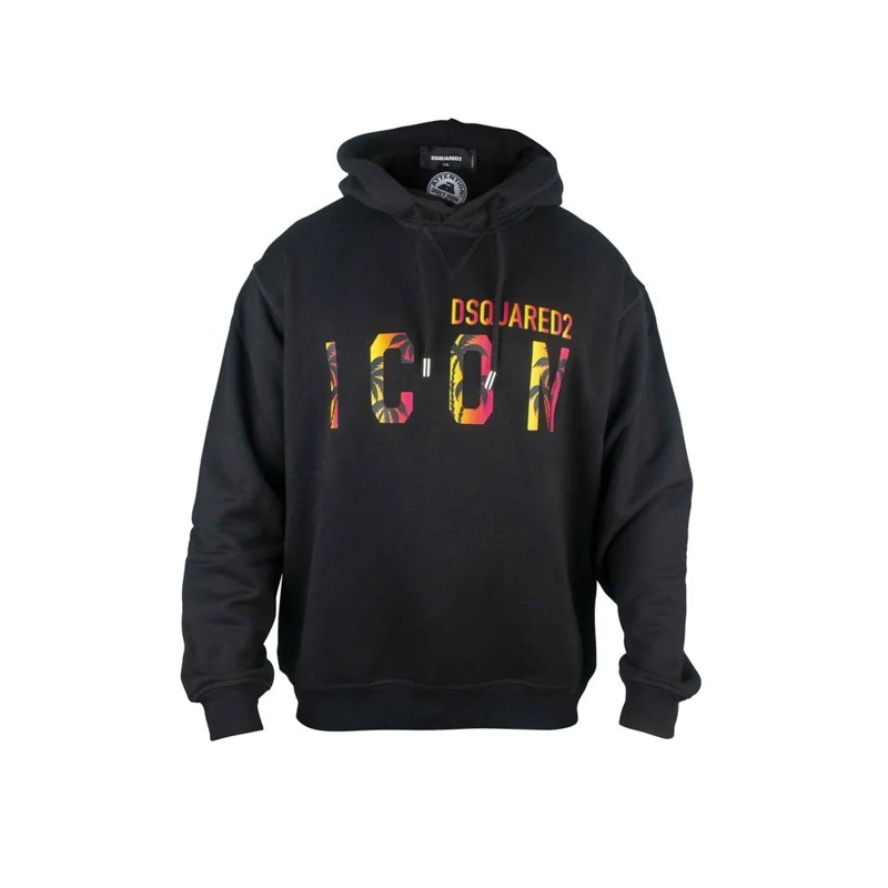 Dsquared2  Hooded Sweatshirt With Iconic Palm Graphic Black