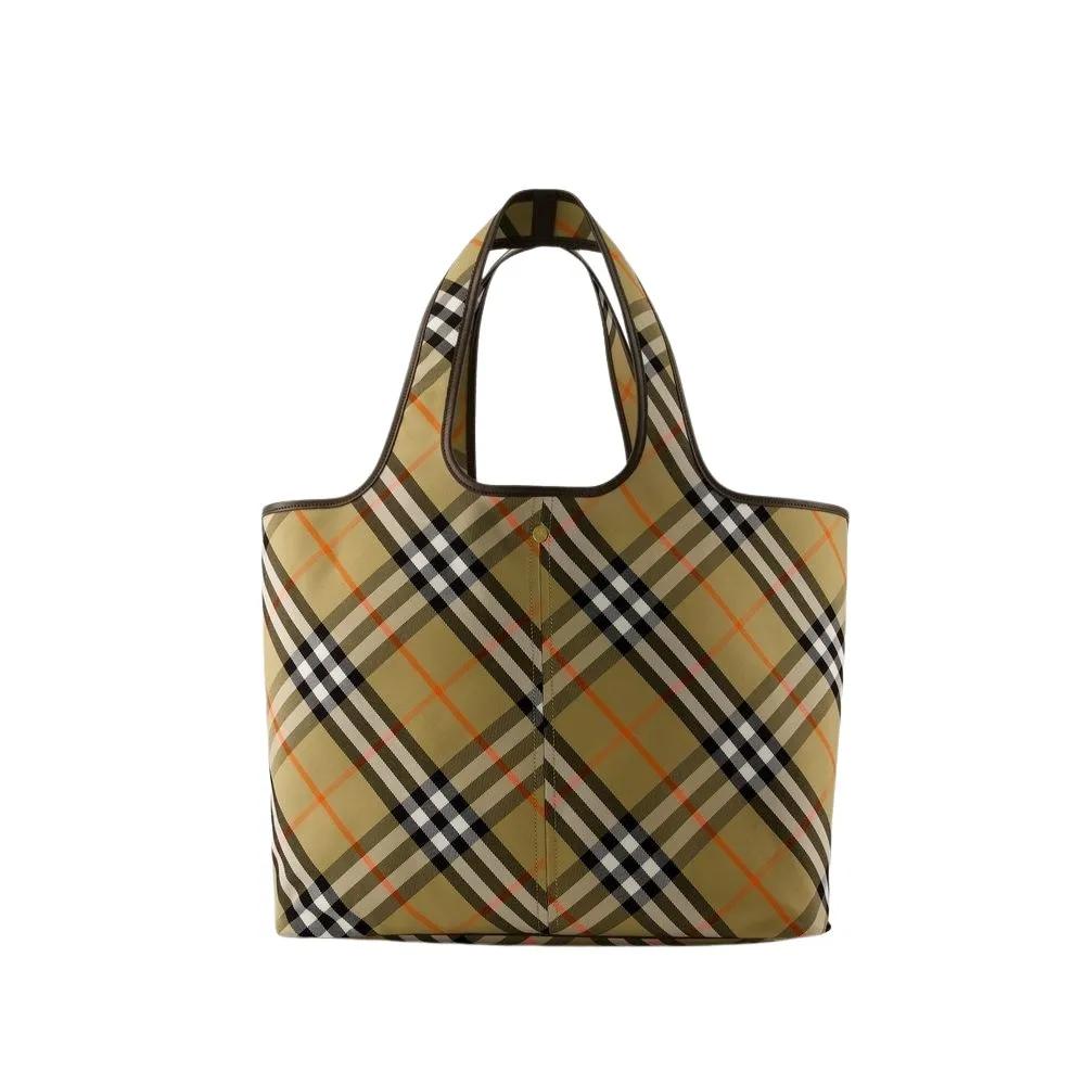 Burberry Tote - London Shopper Bag - Cotton - Beige - Gr. unisize - in Braun - für Damen