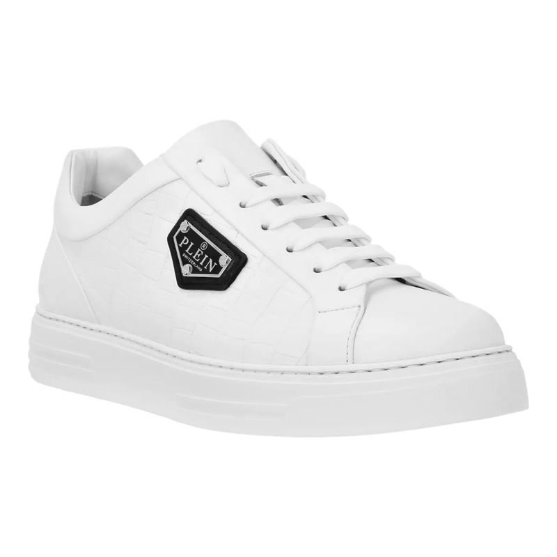 Philipp Plein Low-Top-Sneaker Low-Top Turnschuhe Crocco Print weiss