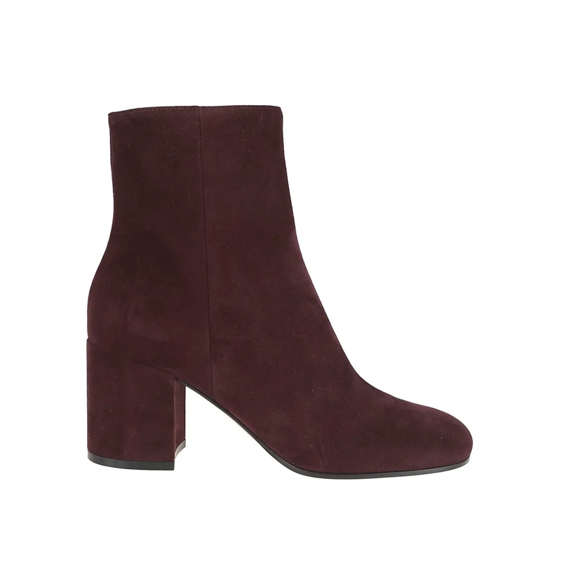 Gianvito Rossi Bottes Joelle Ankle Boot In Ultra-Soft Suede Burgundy