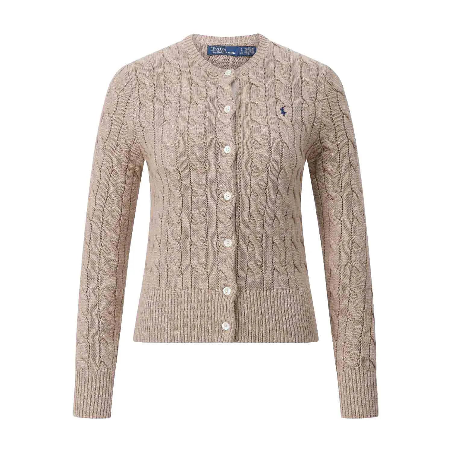 Thumbnail - Polo Ralph Lauren - Strickjacke mit Zopfmuster - Größe L - beige