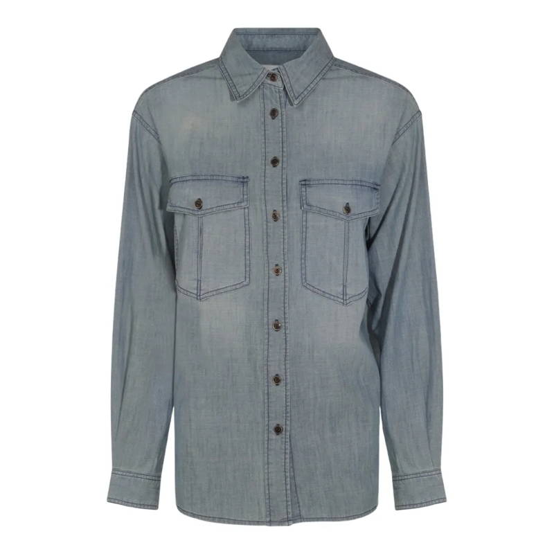 Etoile Isabel Marant Overhemd Classic Button-Down Shirt With Flap Pockets Grey
