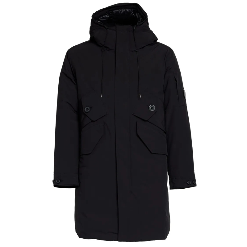 CP Company Parka Micro-M Recycled Long Jacket Black