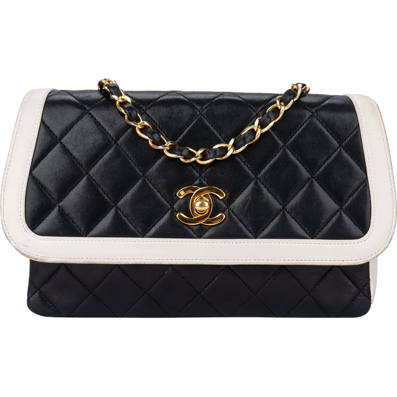 Chanel Sac à bandoulière Chanel Quilted Bicolor Lambskin 24K Gold Single Fl mehrfarbig
