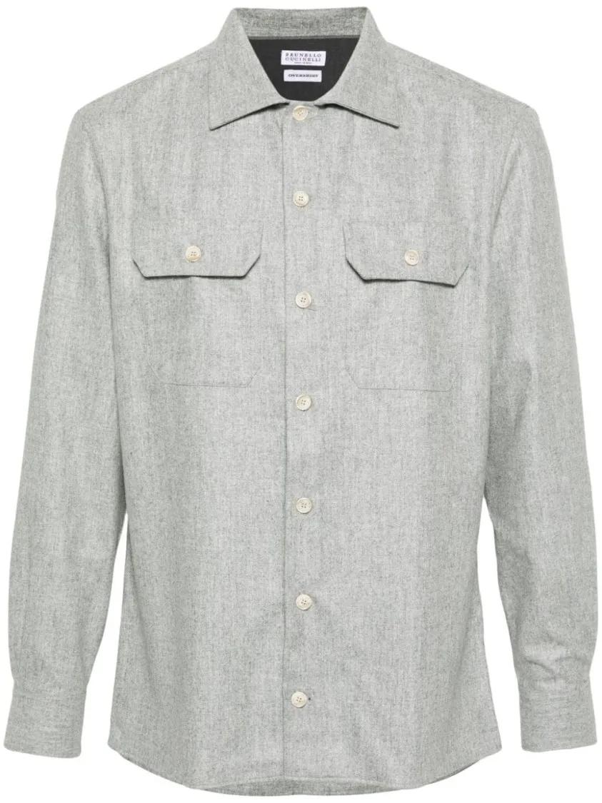 Brunello Cucinelli - Melange Shirt - Größe XL - grau