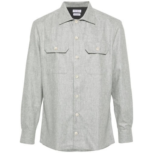 Brunello Cucinelli Hemden Melange Shirt Grey