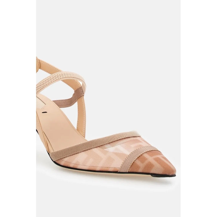 サンダル・ミュール Fendi Heeled Shoes With Mesh Toe Cap And Ff Logo Fendi Heeled Shoes With Mesh Toe Cap And Ff Logo Neutrals