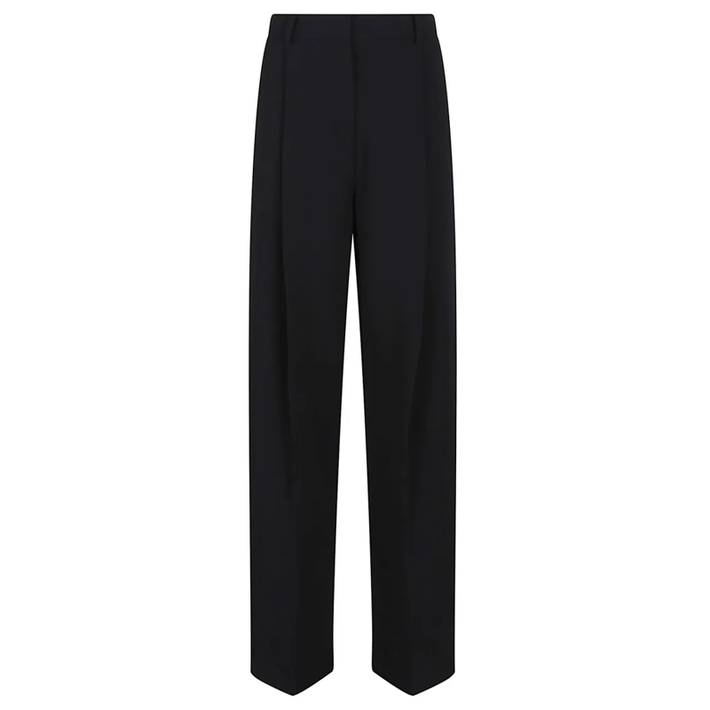 Elisabetta Franchi  High-Waisted Trousers With Wide Legs And Decorativ Black