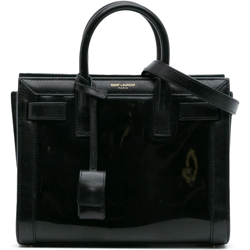 Saint Laurent Sac à bandoulière Nano Patent Sac de Jour Satchel schwarz