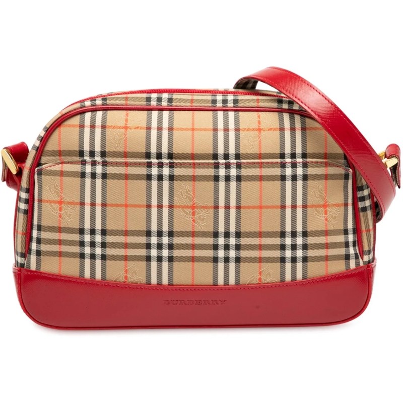 Burberry Sac à bandoulière Haymarket Check Canvas Crossbody braun