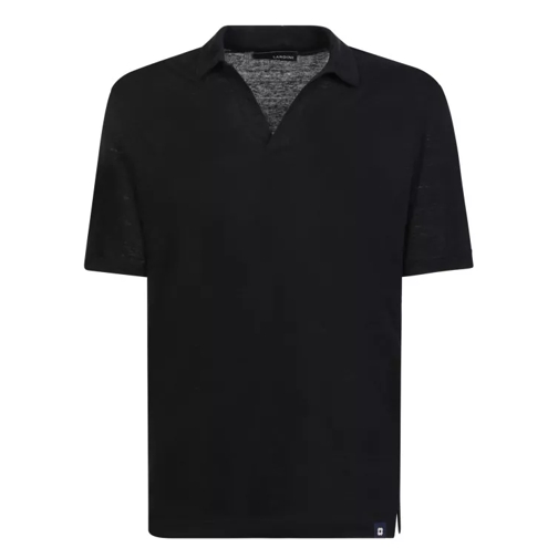 Lardini V-Neck Polo Black Shirt Black Hemden