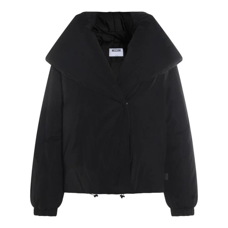 Moschino  Voluminous Black Coat With Oversized Collar Black