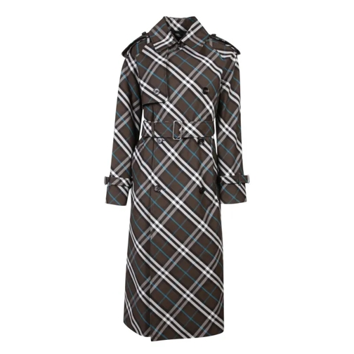 Burberry Cotton Trench Coat With Check Print Black 