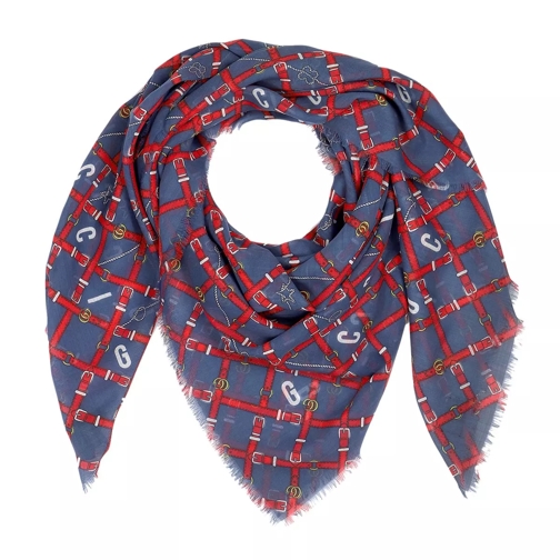 Gucci Printed Shawl Wool Red/Blue Neckerchief