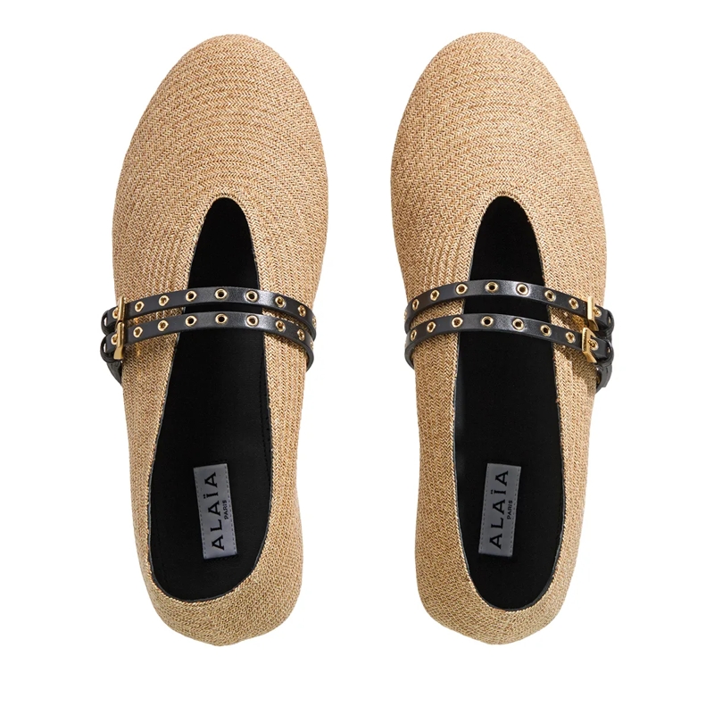 Alaia Ballerinas Rafia Ballet Flats Naturel(Image 6)