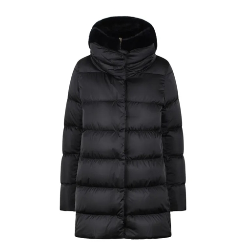 Herno Eco Fur Double Front Down Jacket Black 