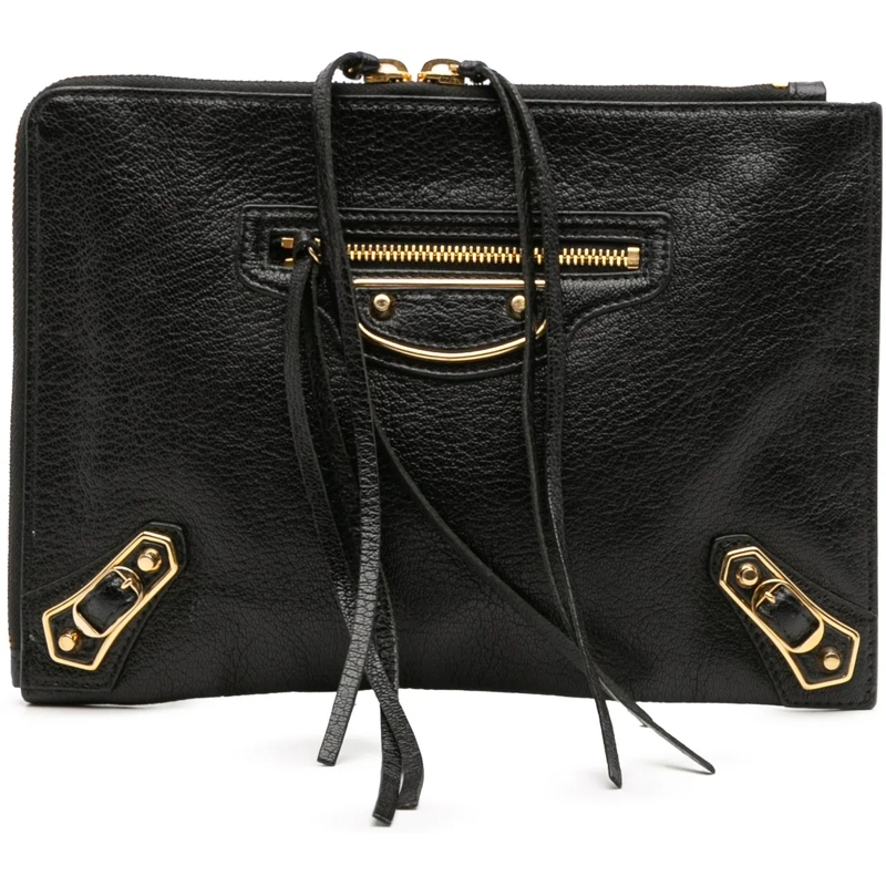 Balenciaga Clutch Chevre Motocross Metallic Edge Clutch schwarz