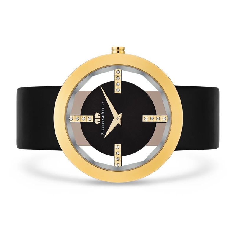 Rhodenwald & Söhne Automatikuhr Damen Armbanduhr Lucrezia Echtleder gold(Image 3)