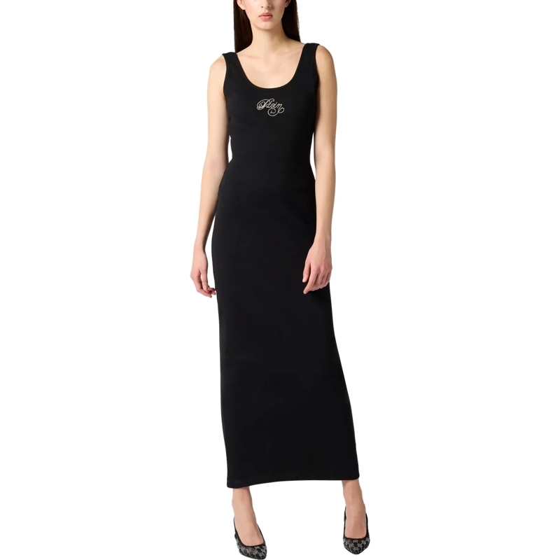 Philipp Plein Maxikleid Maxi Tank Dress Signature schwarz(Image 4)